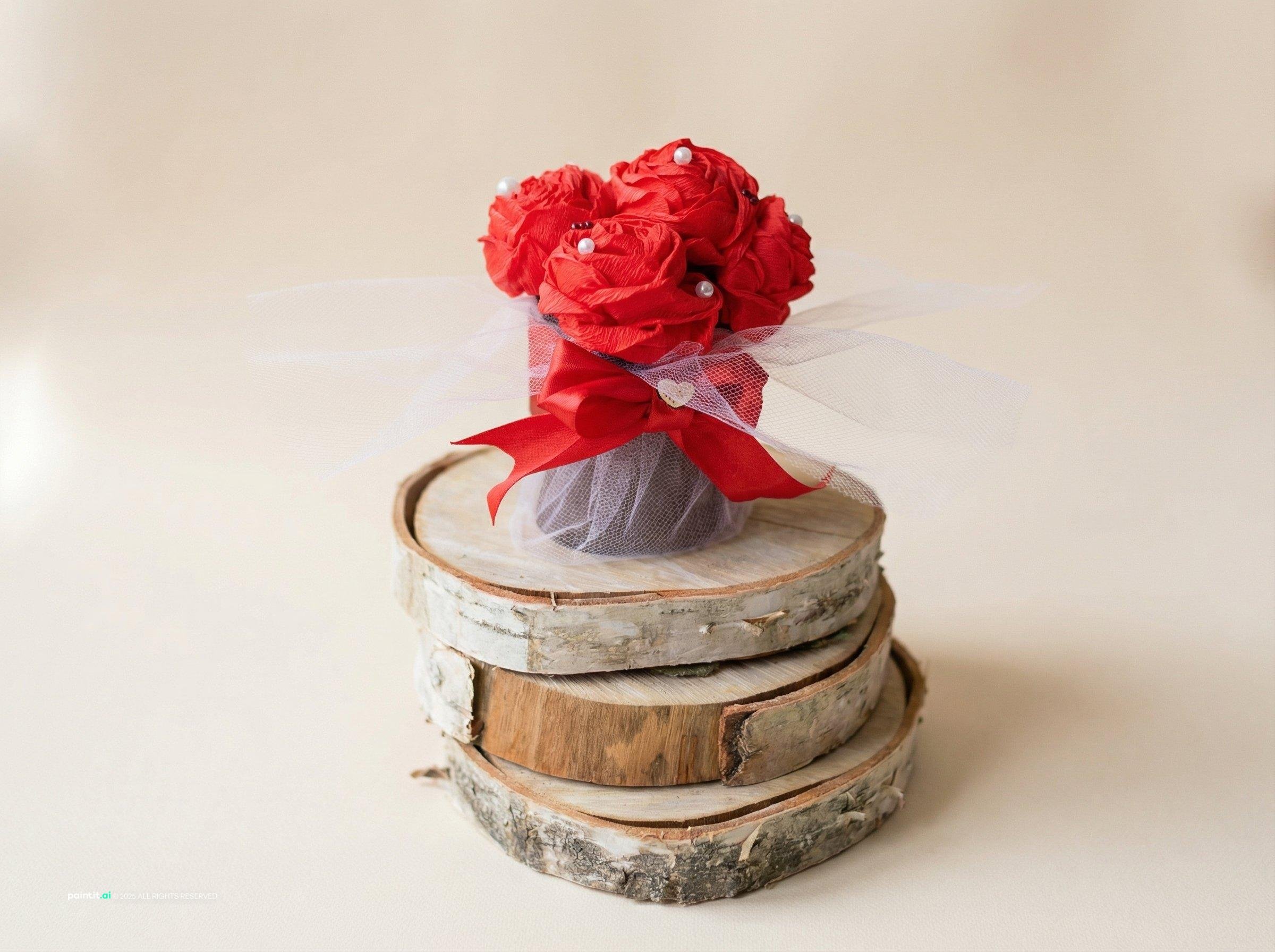 Rosen mit Perlen-Arrangement Rot